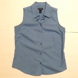 Sleeveless Light Blue Ann Taylor Collared Top